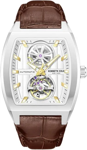 Kenneth Cole New York Men's Automatic Watch - Skeleton Dial, Curved Case, Contemporary Style