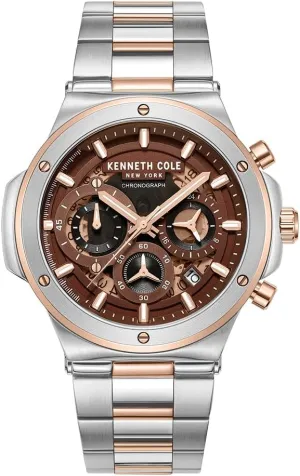 Kenneth Cole New York Men's Chronograph Watch – Stainless Steel Bracelet, Bold Hour Markers, Sophisticated Design