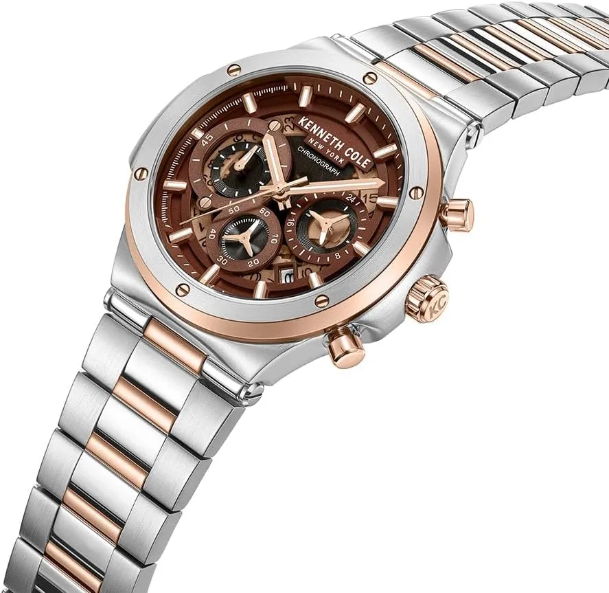 Kenneth Cole New York Men's Chronograph Watch – Stainless Steel Bracelet, Bold Hour Markers, Sophisticated Design