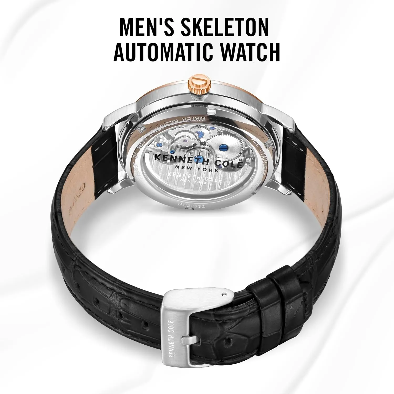 Kenneth Cole New York Men's Watch - Luxury, Stainless Steel, Automatic Self-Winding, Water-Resistant, Roman Numerals, Skeleton Dial Analog Watch for Men