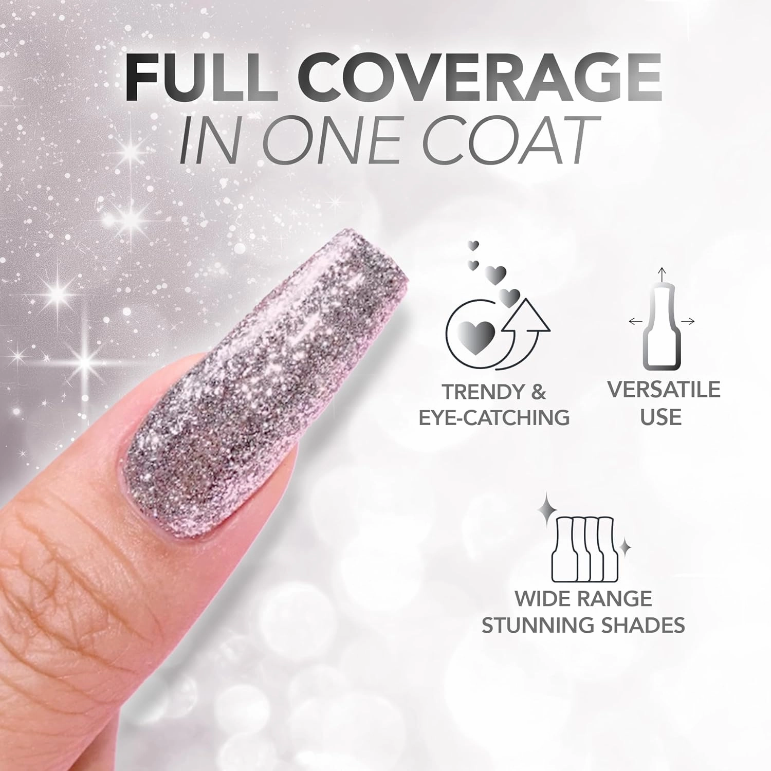 KIARA SKY Gel Polish PlatinumFX Reflective Glitter with sparkle foil effect 0.5 fl oz, Rose Bold (rose gold)