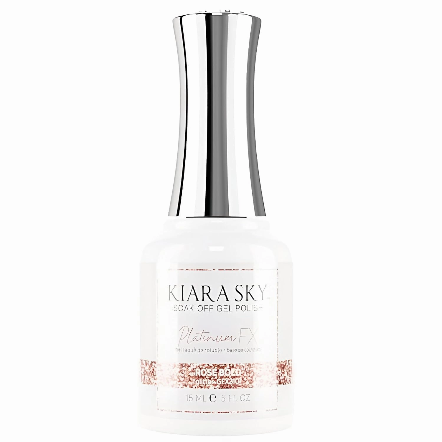 KIARA SKY Gel Polish PlatinumFX Reflective Glitter with sparkle foil effect 0.5 fl oz, Rose Bold (rose gold)