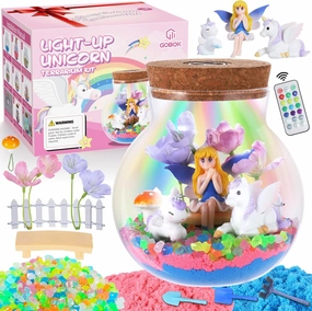Kids Unicorn Terrarium Crafts Kit, Remote Control 13-in-1 LED Night Light Up Color, Unicorn Birthday Gifts Toys for Girls, DIY Unicorn Arts Toys for Girls Ages 4 5 6 7 8 9 10 11 12 Year Old