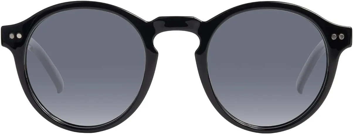 Kolo Harrison Premium Italian Sunglasses, Classic Round Style, Black