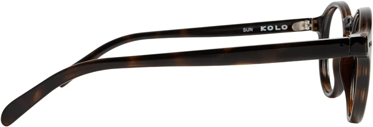 Kolo Harrison Premium Italian Sunglasses, Classic Round Style, Dark Tortoise