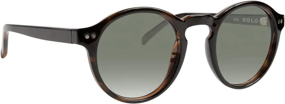 Kolo Harrison Premium Italian Sunglasses, Classic Round Style, Dark Tortoise