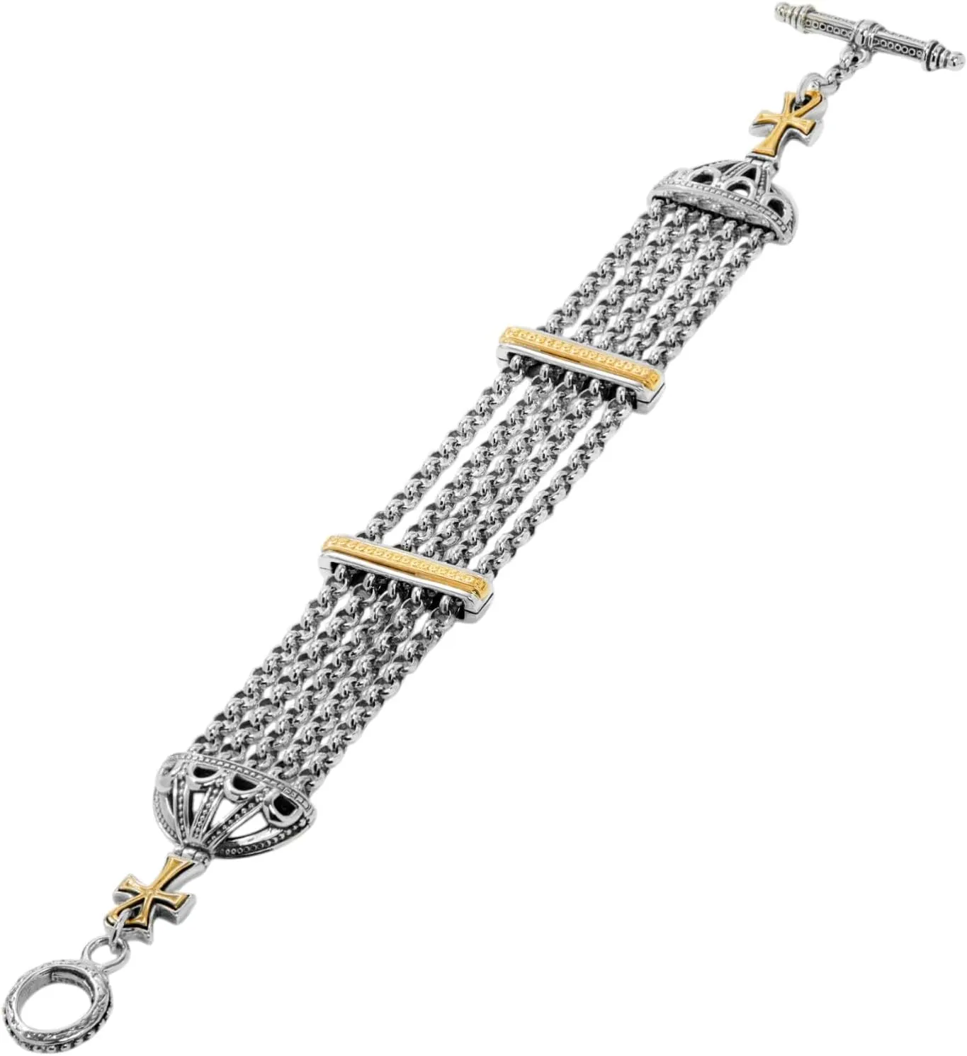 Konstatino Dome Sterling Silver &18k Gold 5-chain Bracelet BKJ703-130