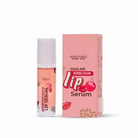 KRINAL Squalane Lip Serum (Bubblegum) with roll-on for Visibly Plump Lips | Hydrating Lip serum for dark lips | Lip serum with Shea Butter & Pomegranate for plump & soft lips | Men & Women | 6 ml