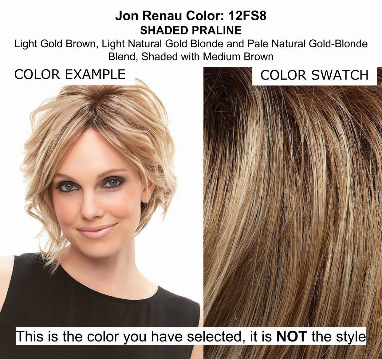 Kristen Wig Color 12FS8 Shaded Praline - Jon Renau Wigs 10.5" Mid Length Bob Face Framing Synthetic Smart Lace Front Natural Hairline Open Cap Ventilation Adjustable Womens