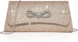Labair Womens Evening Bag Sparkly Bow Clutch Purse Wedding Prom Formal Purses Party Cocktail Handbags.