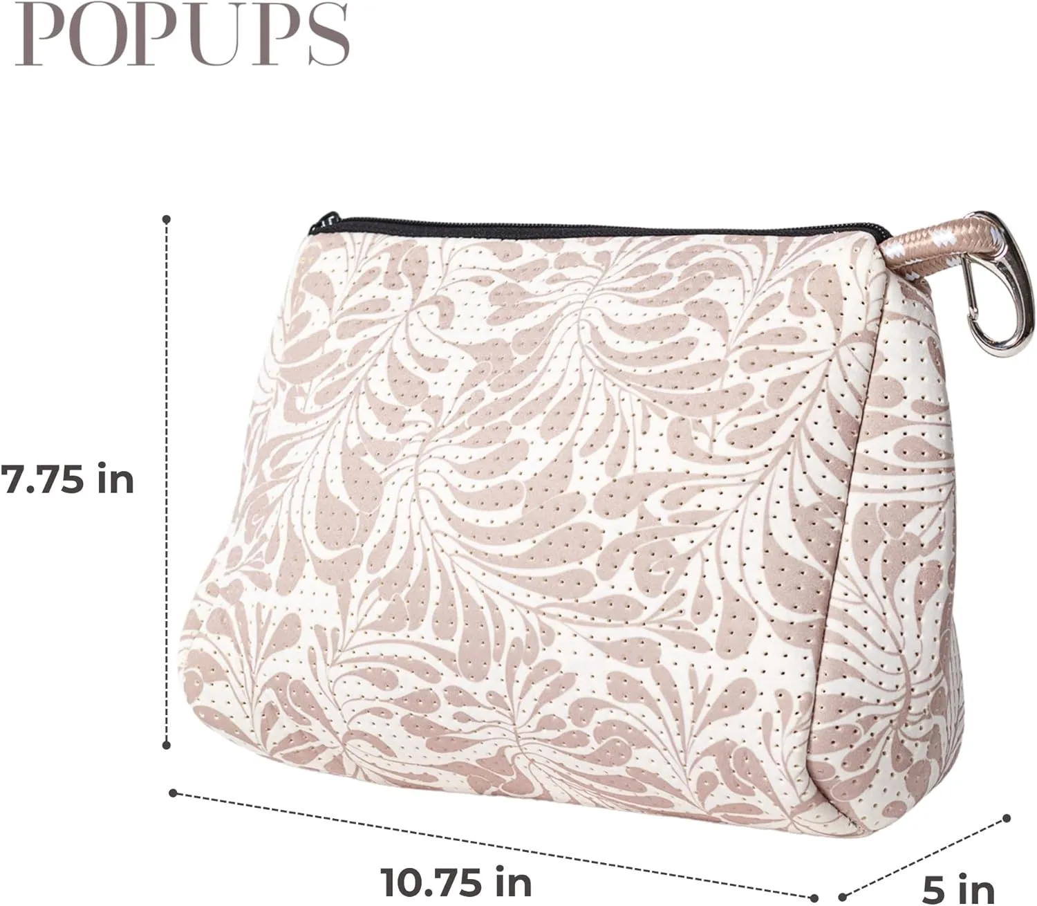 Large Makeup Bag with Zipper - Waterproof Neoprene Cosmetic Bag 7.7 x 10.75 x 5 inches