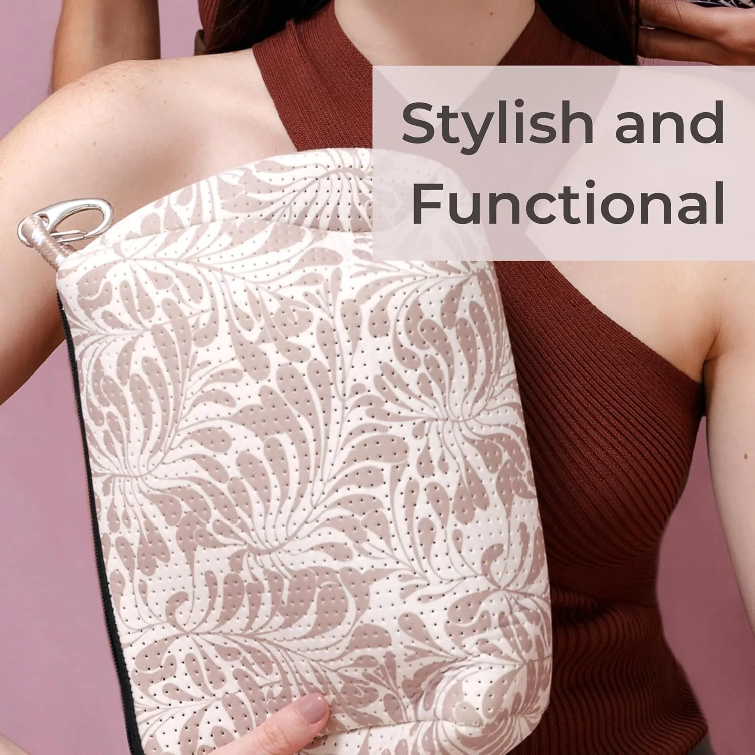 Large Makeup Bag with Zipper - Waterproof Neoprene Cosmetic Bag 7.7 x 10.75 x 5 inches