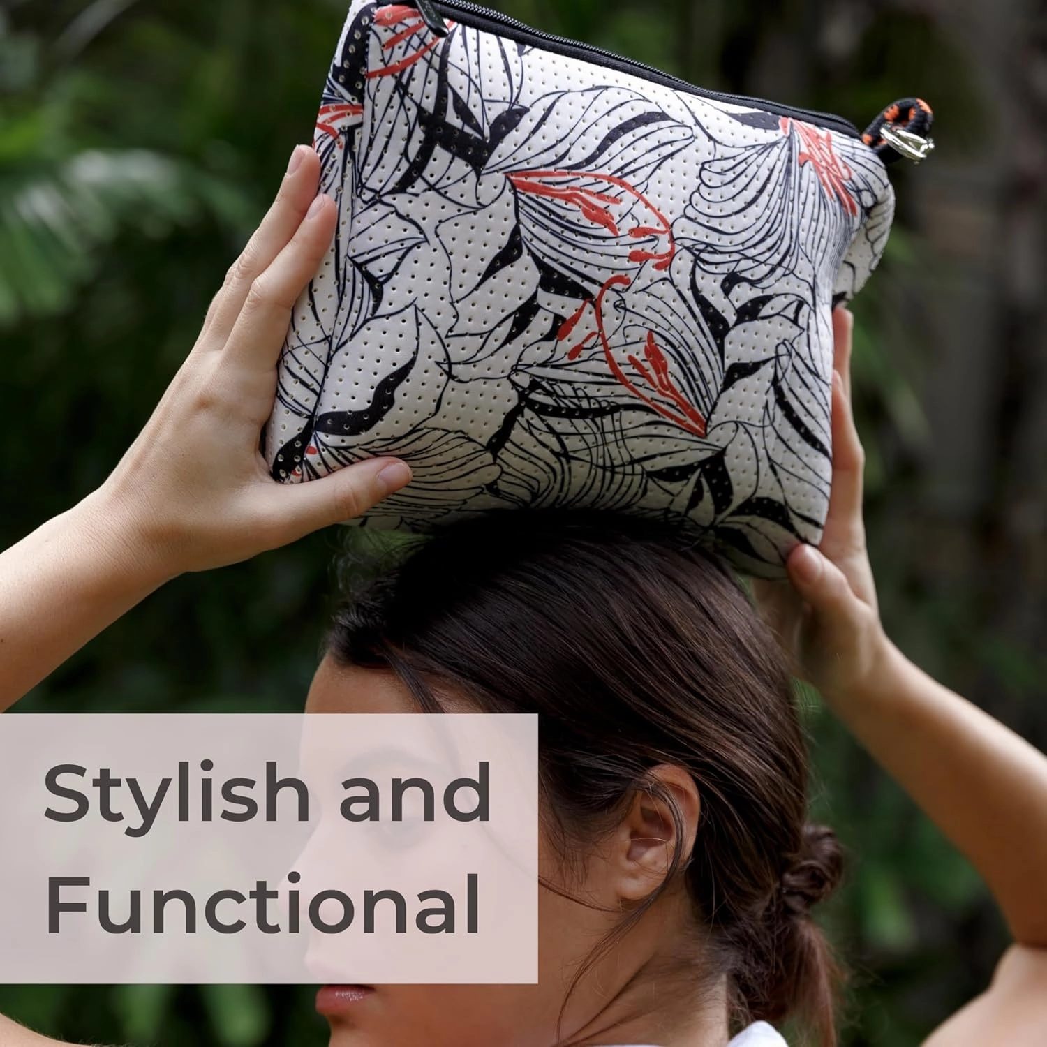 Large Makeup Bag with Zipper - Waterproof Neoprene Cosmetic Bag 7.7 x 10.75 x 5 inches