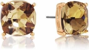 Large Square Stud Earrings for Women - Big Gold-Tone Glitter Statement Post Ear Studs