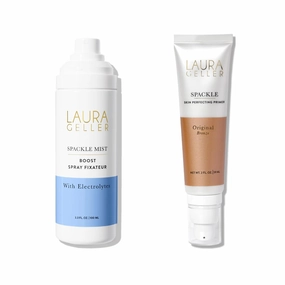 LAURA GELLER NEW YORK Prime-n-Set Duo: Spackle Primer   Spackle Mist Boost Setting Spray with Electrolytes (02 Bronze Glow   Electrolytes, 5.0 Fl Oz)