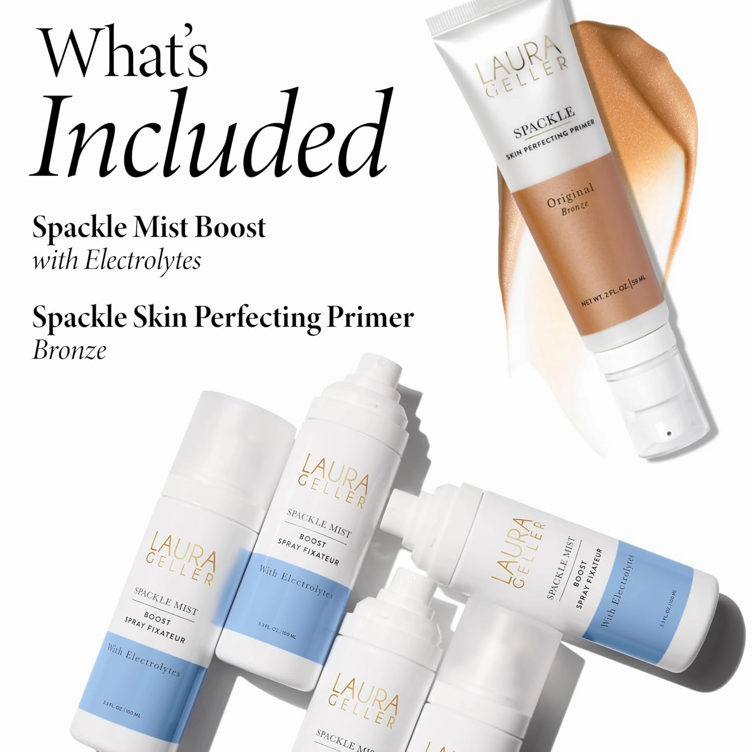 LAURA GELLER NEW YORK Prime-n-Set Duo: Spackle Primer   Spackle Mist Boost Setting Spray with Electrolytes (02 Bronze Glow   Electrolytes, 5.0 Fl Oz)