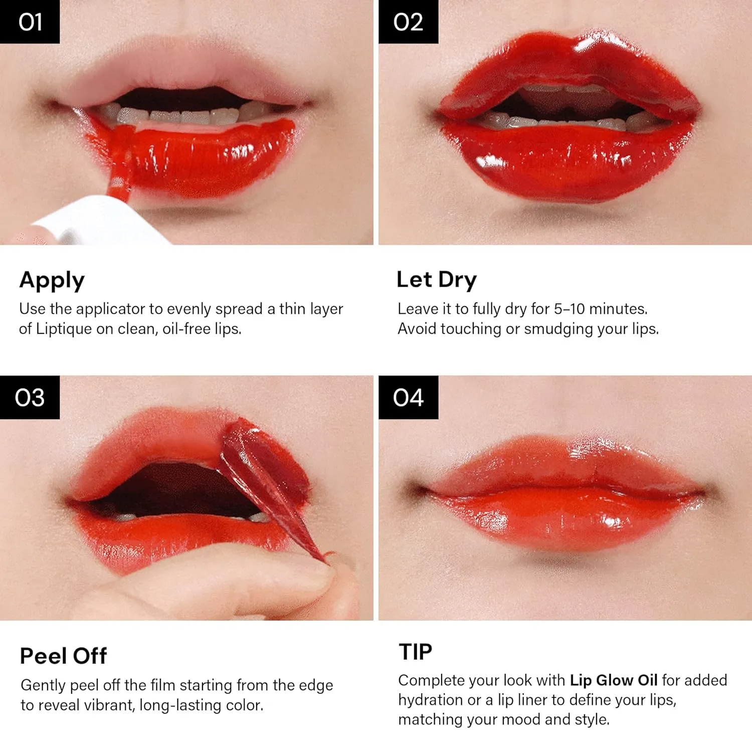 Liptique Korean Lip Stain Peel Off - 24 Hour Long Lasting Lip Tattoo, Waterproof & Transfer Proof, Nourishing & Hydrating Lip Tint for Women, Instant Plumping Lip Tints Peel Off (001 ROUGHER)