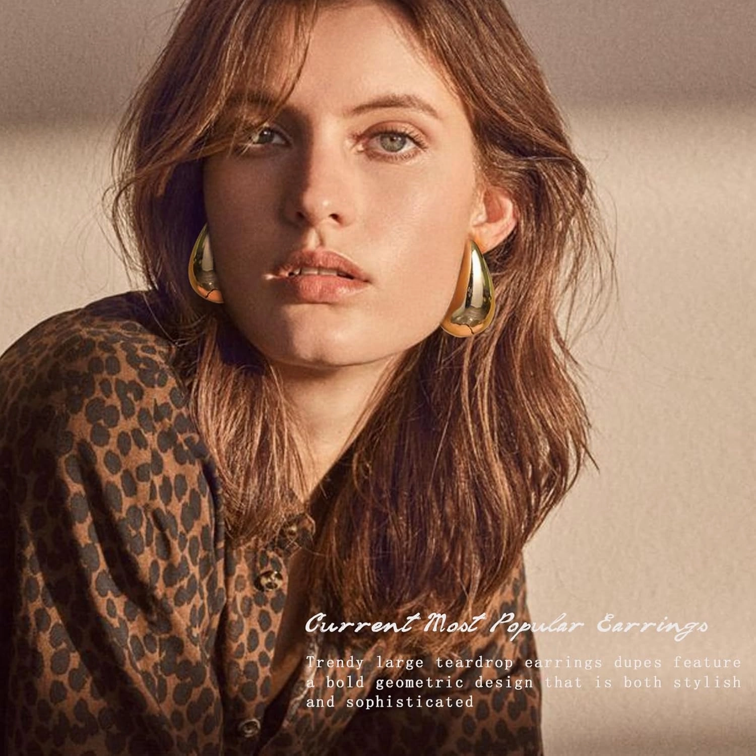 LOUMILEO Extra Large Drop Earring Dupes Hypoallergenic Chunky Gold Hoop Earrings Lightweight Waterdrop Teardrop Earrings Trendy Gold Waterdrop Earrings for Women