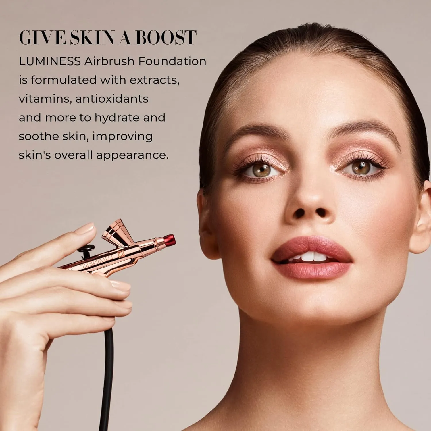 Luminess Silk 4-in-1 Airbrush Foundation Makeup Starter Kit - Rich Coverage, 6-piece - Includes 2x Silk Airbrush Foundation, Blush, Glow Highlighter, Moisturizer Primer & Airbrush Cleaning Solution