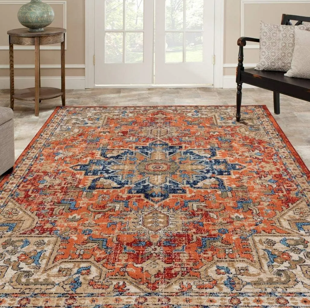 LUXE WEAVERS Geometric Southwestern Area Rug, Red 5x7
