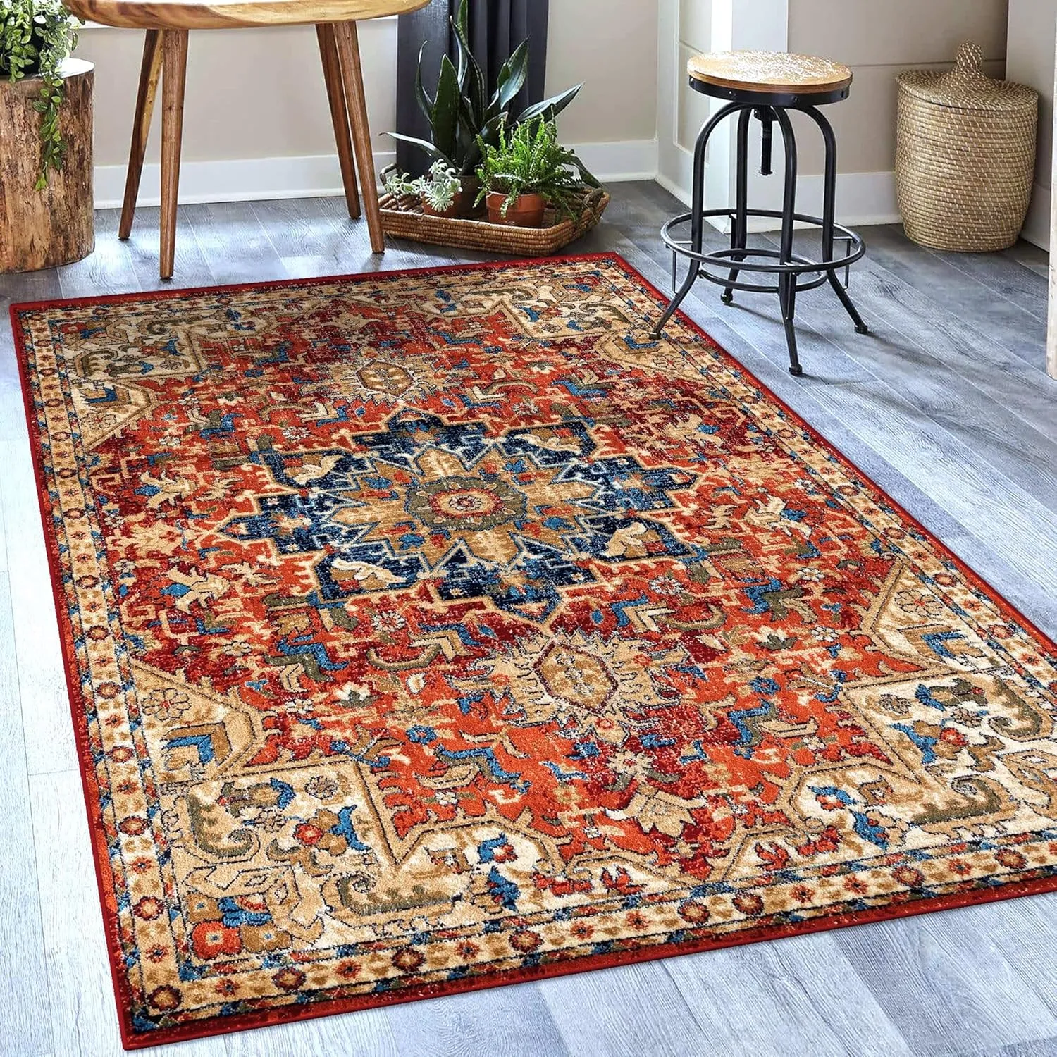 LUXE WEAVERS Geometric Southwestern Area Rug, Red 5x7