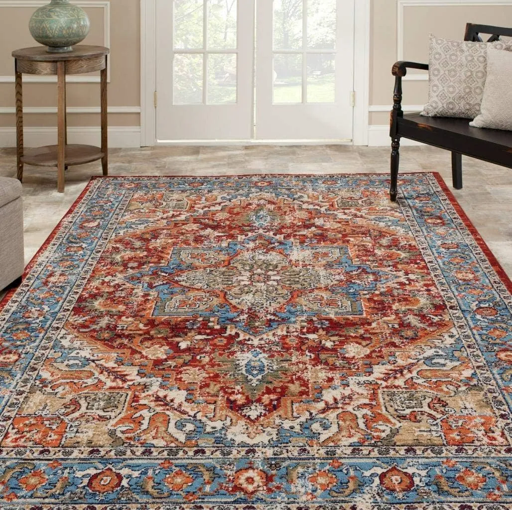 LUXE WEAVERS Howell Collection Oriental Area Rug, Red 5x7