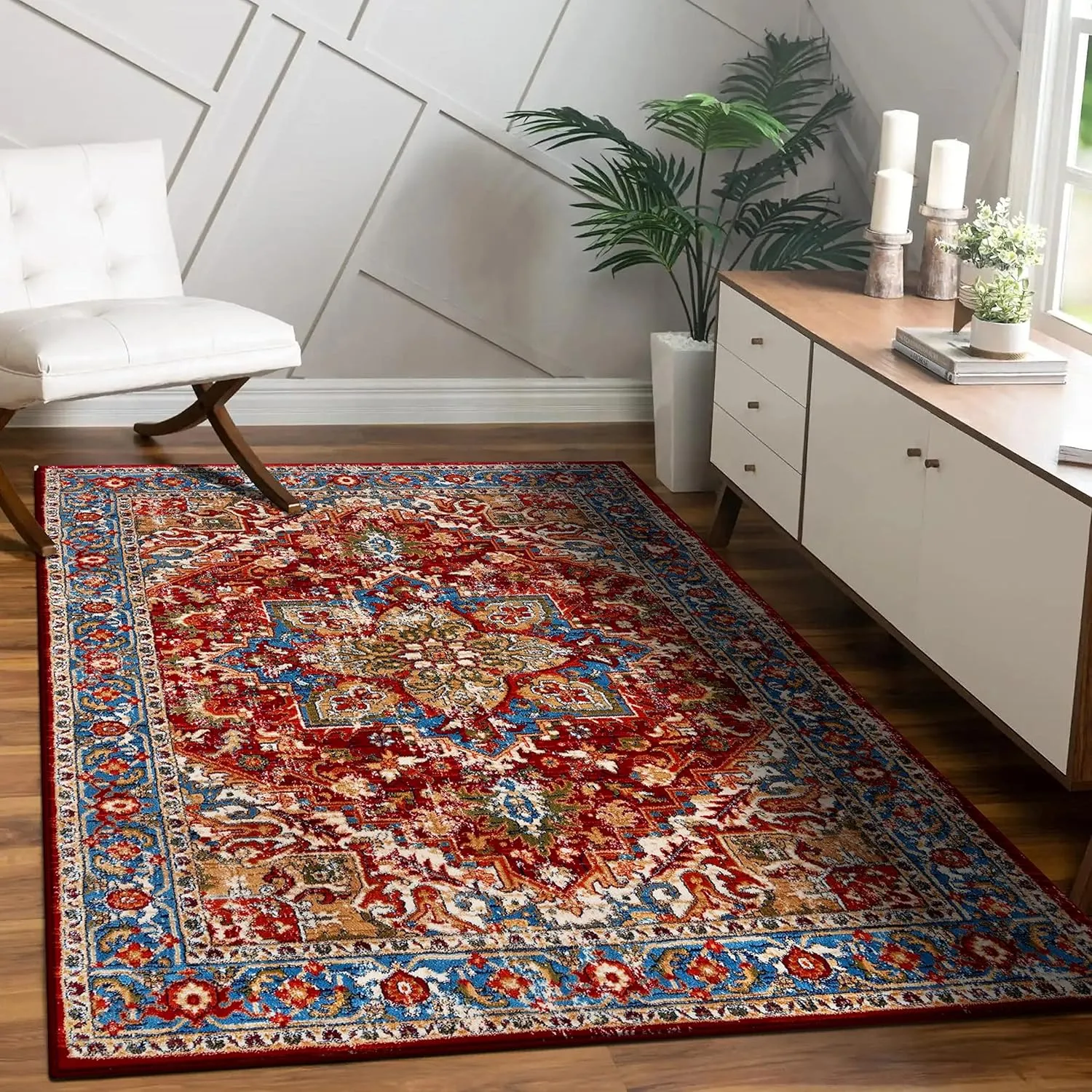 LUXE WEAVERS Howell Collection Oriental Area Rug, Red 5x7