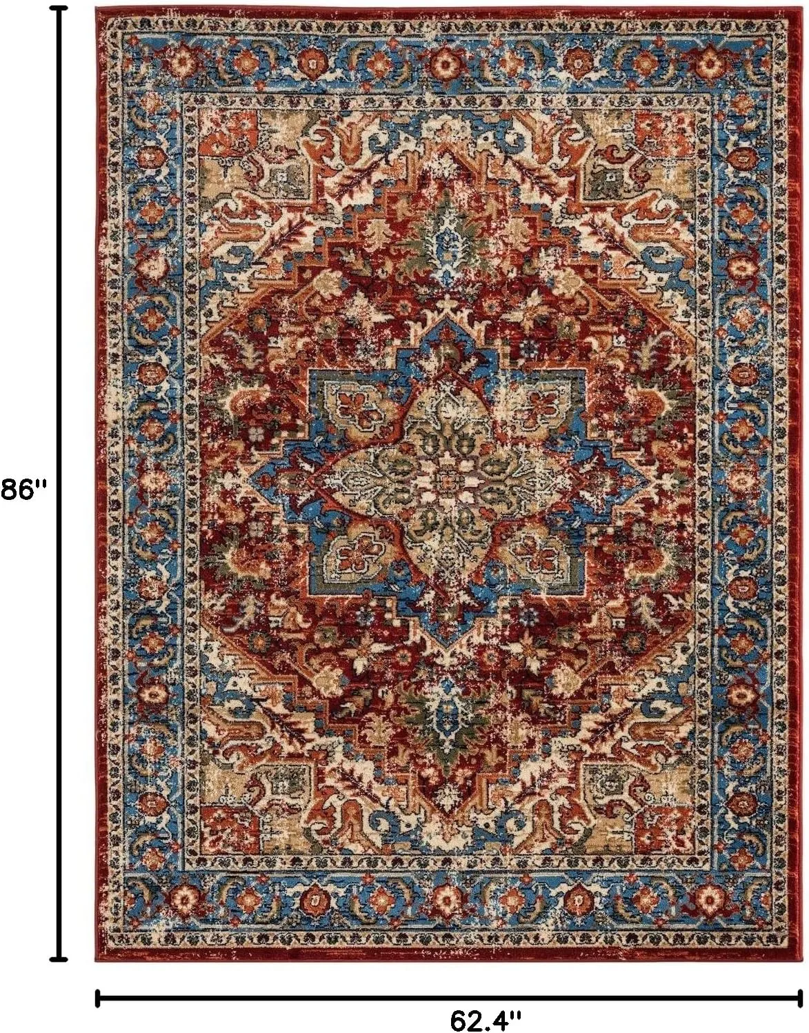 LUXE WEAVERS Howell Collection Oriental Area Rug, Red 5x7