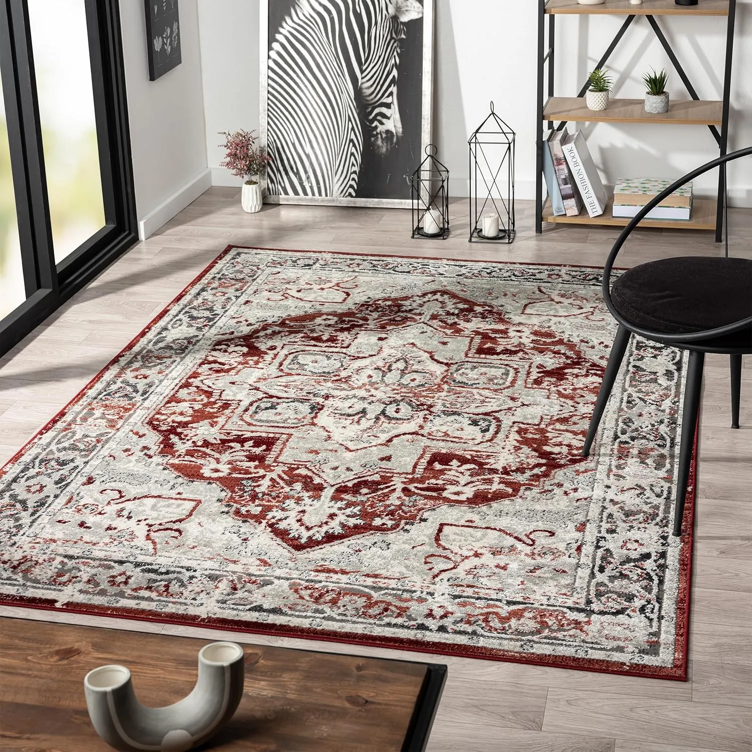 LUXE WEAVERS Moroccan Floral Vintage Red 8x10 Area Rug