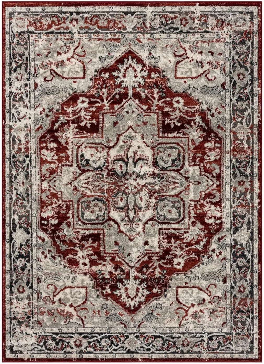 LUXE WEAVERS Moroccan Floral Vintage Red 8x10 Area Rug