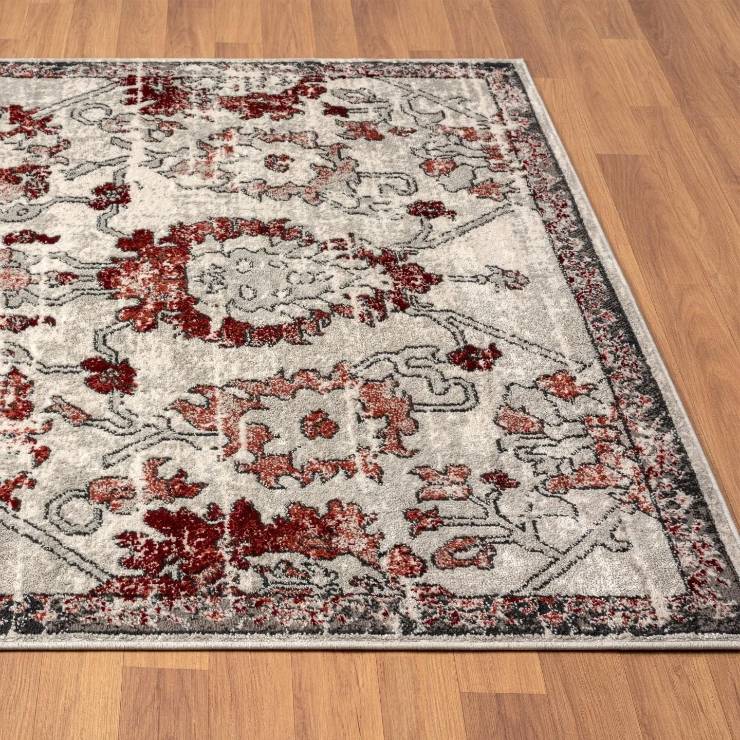 LUXE WEAVERS Oriental Floral Distressed Red 8x10 Area Rug