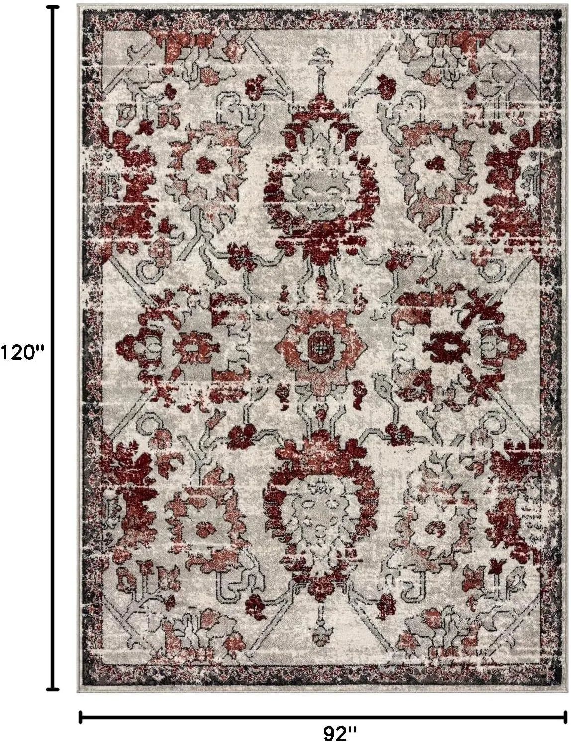 LUXE WEAVERS Oriental Floral Distressed Red 8x10 Area Rug