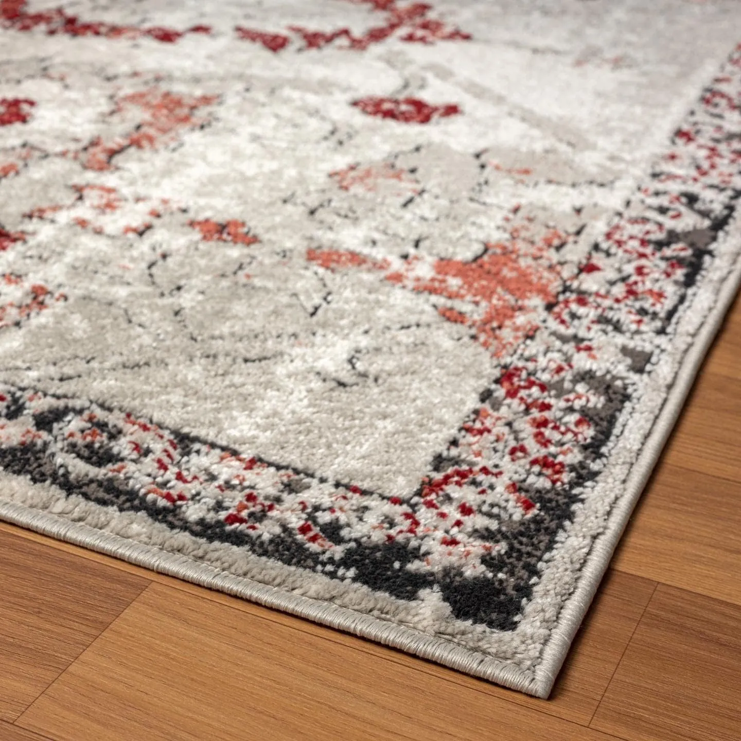 LUXE WEAVERS Oriental Floral Distressed Red 8x10 Area Rug