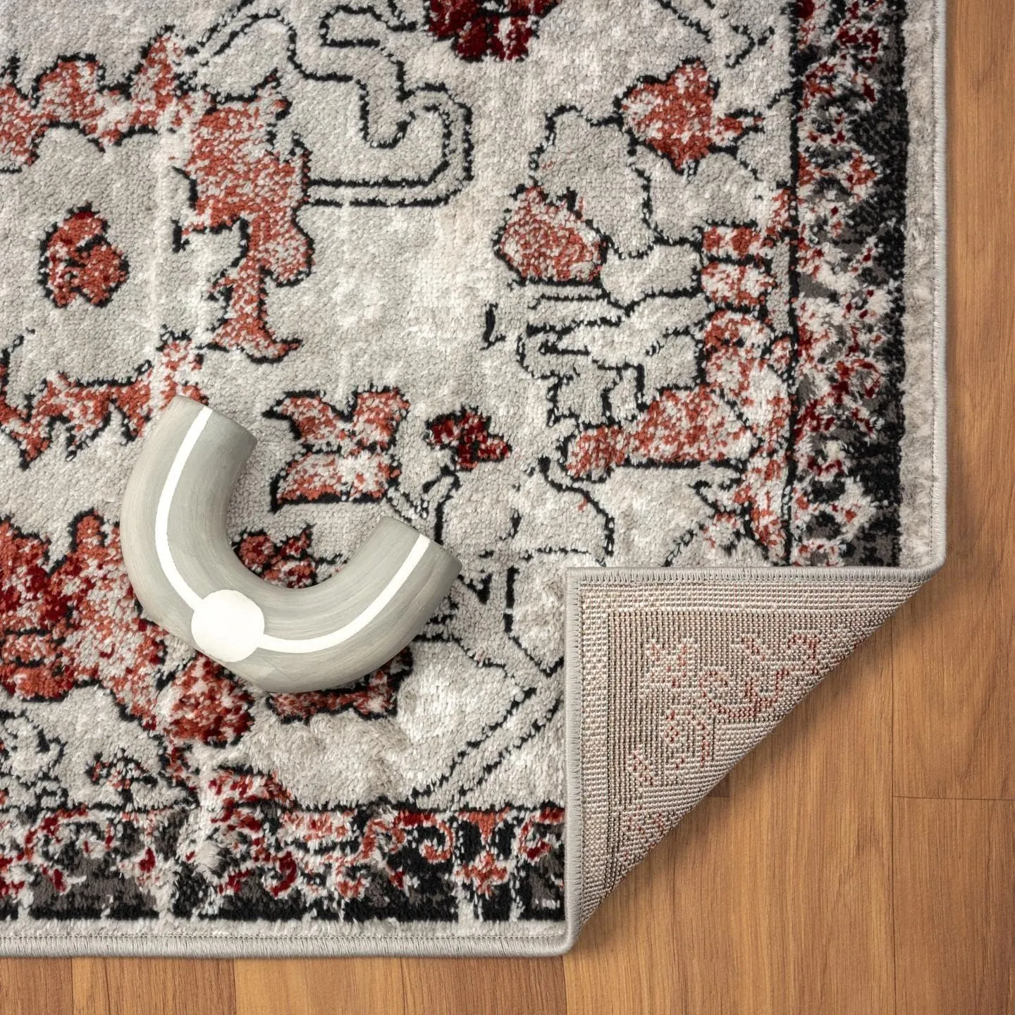 LUXE WEAVERS Oriental Floral Distressed Red 8x10 Area Rug