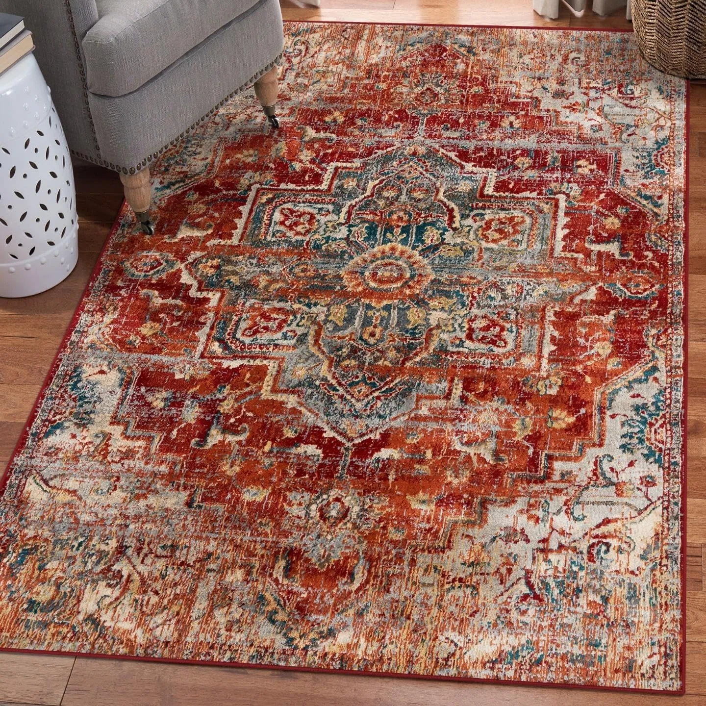 LUXE WEAVERS Vintage Moroccan Area Rug, Red 8x10