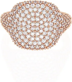 Luxury Pave Diamond Statement Ring, Rose Gold Plated, Oval Design for Women