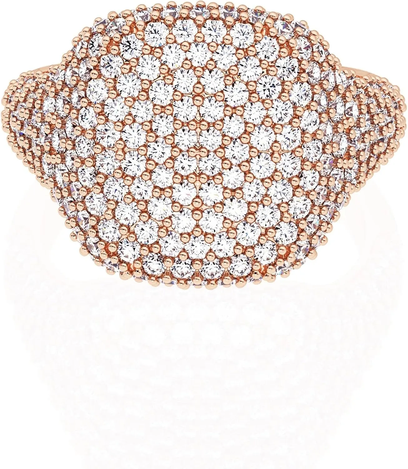 Luxury Pave Diamond Statement Ring, Rose Gold Plated, Oval Design for Women