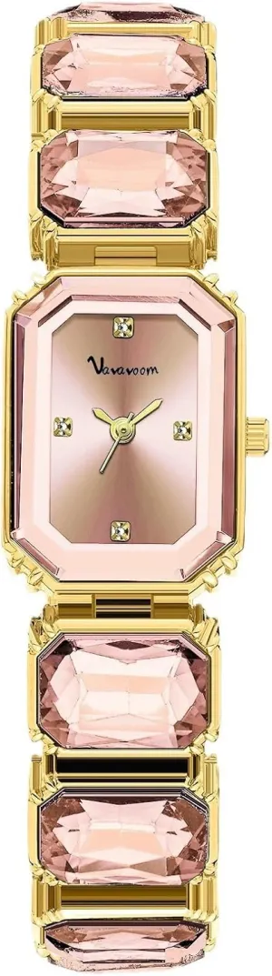 Luxury Womens Diamond Watch Bracelets Crystal Band Gold-Tone Octagonal Face