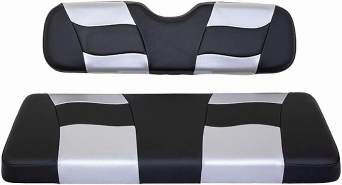 MADJAX Riptide Golf Cart Rear Seat Cushion Assembly for Genesis 150 and GTW MACH Series Rear Seat Kits | Compatible with EZGO, Club Car, Yamaha Golf Carts with Select and GTW Rear Seats (Silver/Black)