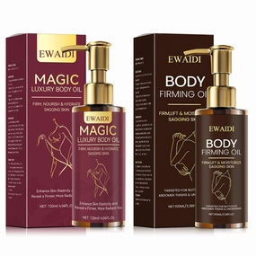 Magic Firming Body Oil, Firming Skin and Hydrating Oil for Arms, Abdomen and Thighs, Lightweight Moisturizer for Smooth and Glowing Skin (Brown&Red)-2PC