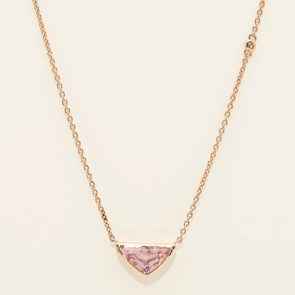 Maine Pink Tourmaline Necklace in 14kt Rose Gold with a Diamond (.01ct)