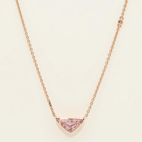 Maine Pink Tourmaline Necklace in 14kt Rose Gold with a Diamond (.01ct)