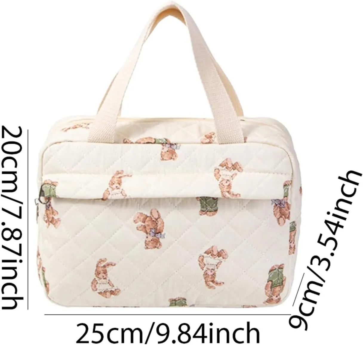 makeup bag Cotton Quilted Cosmetic Handbag Floral Makeup Bag Travel Zipper Toiletry Bag Large Capacity Toiletry Handbag for Women Organizer(Pink Bowtie)