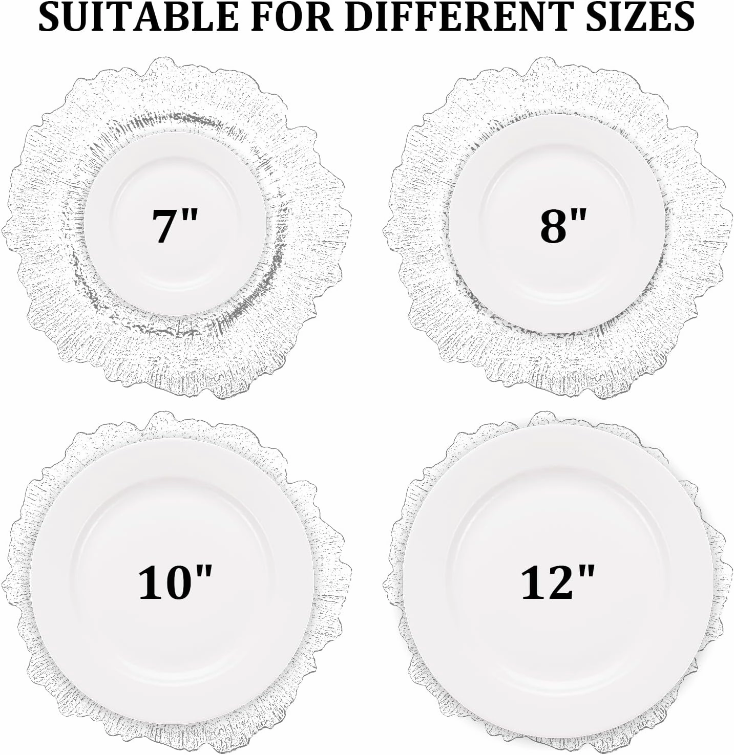 MAONAME 13" Gold Charger Plates Set of 8, Round Reef Chargers for Dinner Plates, Plastic Plate Chargers for Table Setting, Wedding Decor
