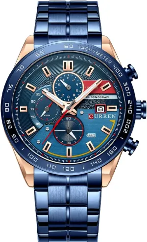 MASTOP Brand Fashion Quartz Men's Watch Stainless Steel Band Men Business Classic Dress Wrist Watch Sports Chronograph Waterproof Watch