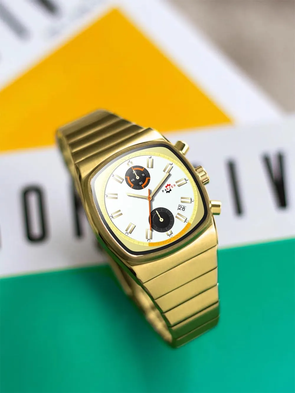 MASTOP Men's Chronograph Watch Waterproof Luminous Analog Quartz Watch with Stainless Steel Band Calendar & Date Gold Luxury Wristwatch for Business Casual Sport Elegant Gifts for Men