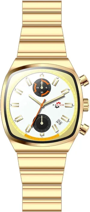 MASTOP Men's Chronograph Watch Waterproof Luminous Analog Quartz Watch with Stainless Steel Band Calendar & Date Gold Luxury Wristwatch for Business Casual Sport Elegant Gifts for Men