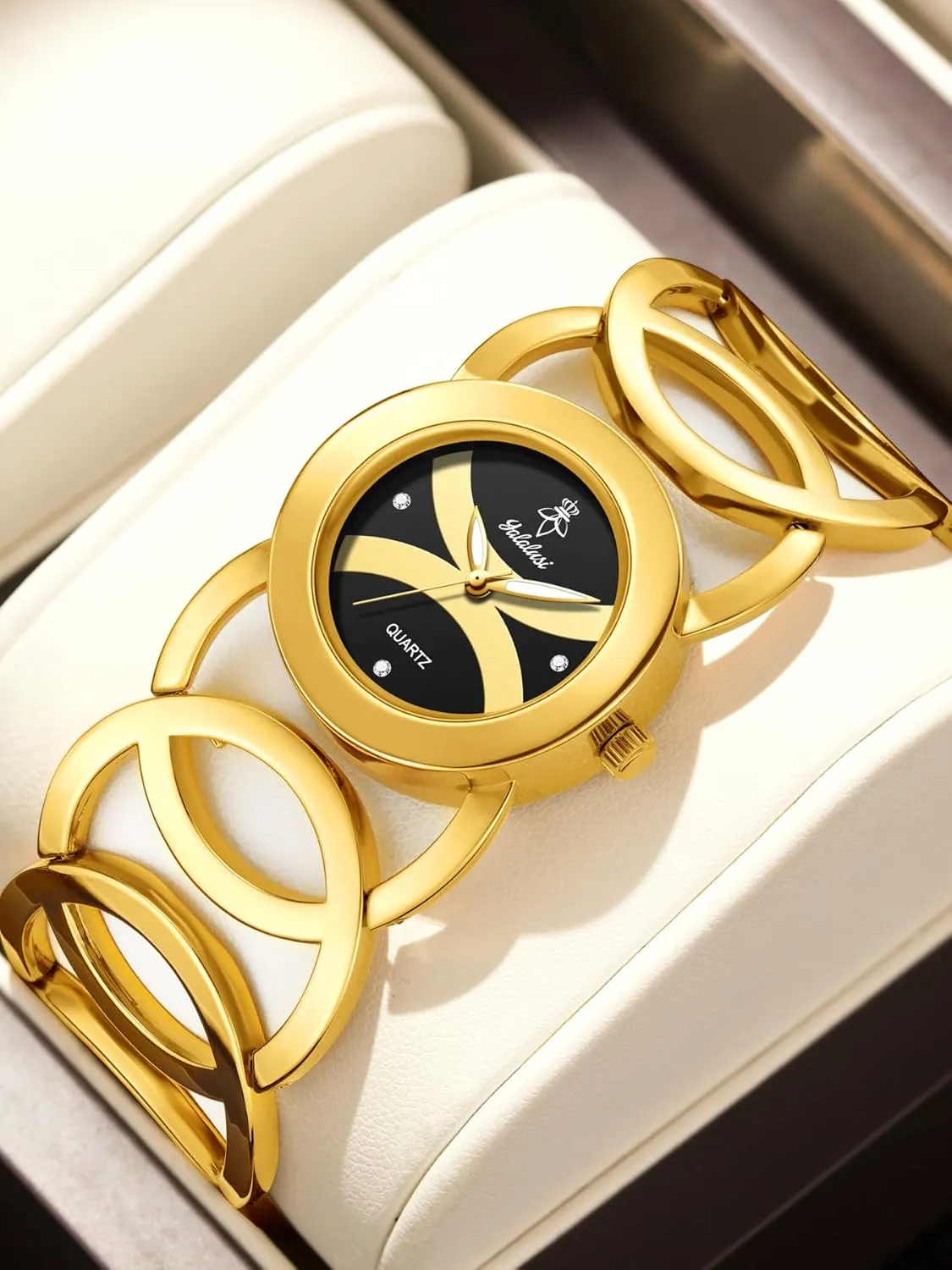 MASTOP Womens Bracelet Watch – Round Dial Silver Gold Quartz Wristwatch for Women, Waterproof Vintage Elegant Large Face Dainty Fashion Luxury Cute Gold and Silver Watches for Women