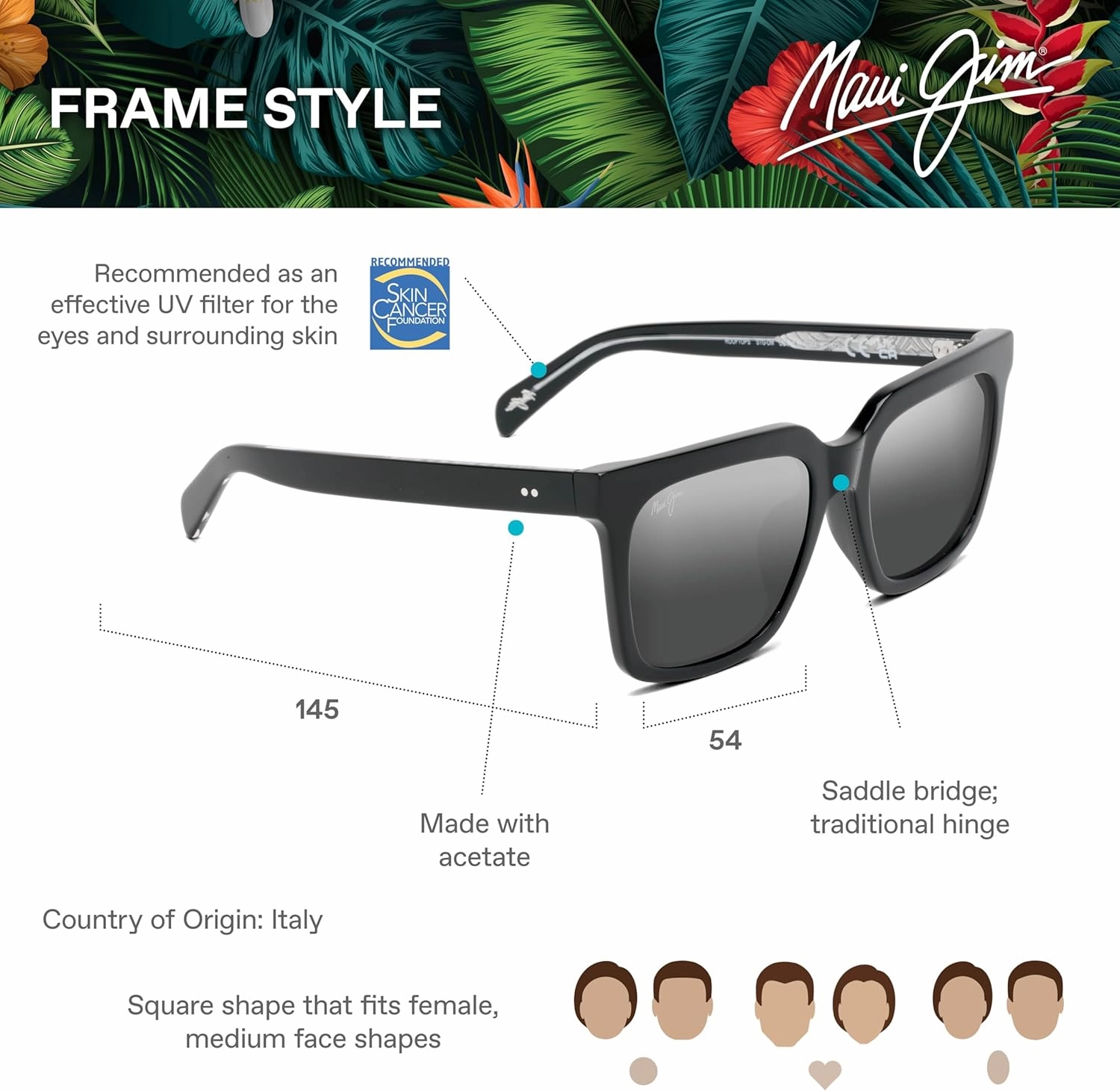 Maui Jim Rooftops Square Sunglasses
