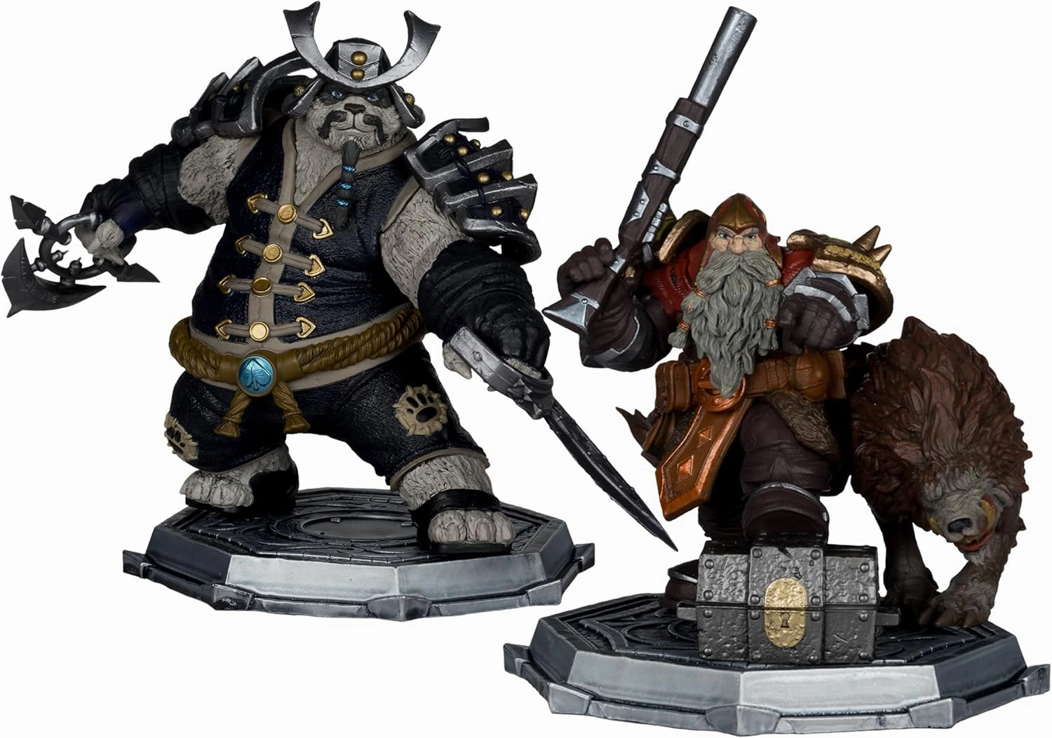 McFarlane Toys - World of Warcraft Dwarf Hunter: Beastmaster & Marksman and Pandaren: Monk & Rogue 1:12 Scale Posed Figure Deluxe 2pk Gold Label